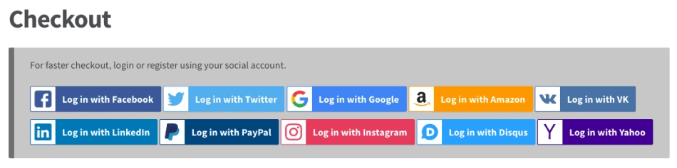 social logins for the online checkout process